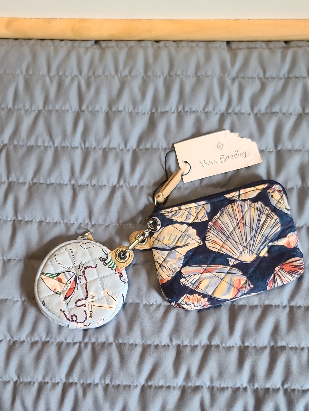 Vera Bradley Navy Shell Print Coin Pouch Set